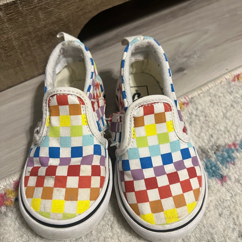 Vans Kids Slip-On Sneakers in Rainbow Checkerboard